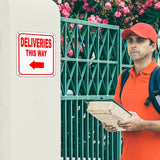 DELIVERIES THIS WAY DIRECTIONAL RED 8 Arrow Variations Aluminum composite sign