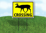 DEER BUCK DOE CROSSING XING YELLOW Plastic Yard Sign ROAD SIGN with Stand