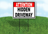 ATTENTION HIDDEN DRIVEWAY red black Yard Sign Road with Stand LAWN SIGN