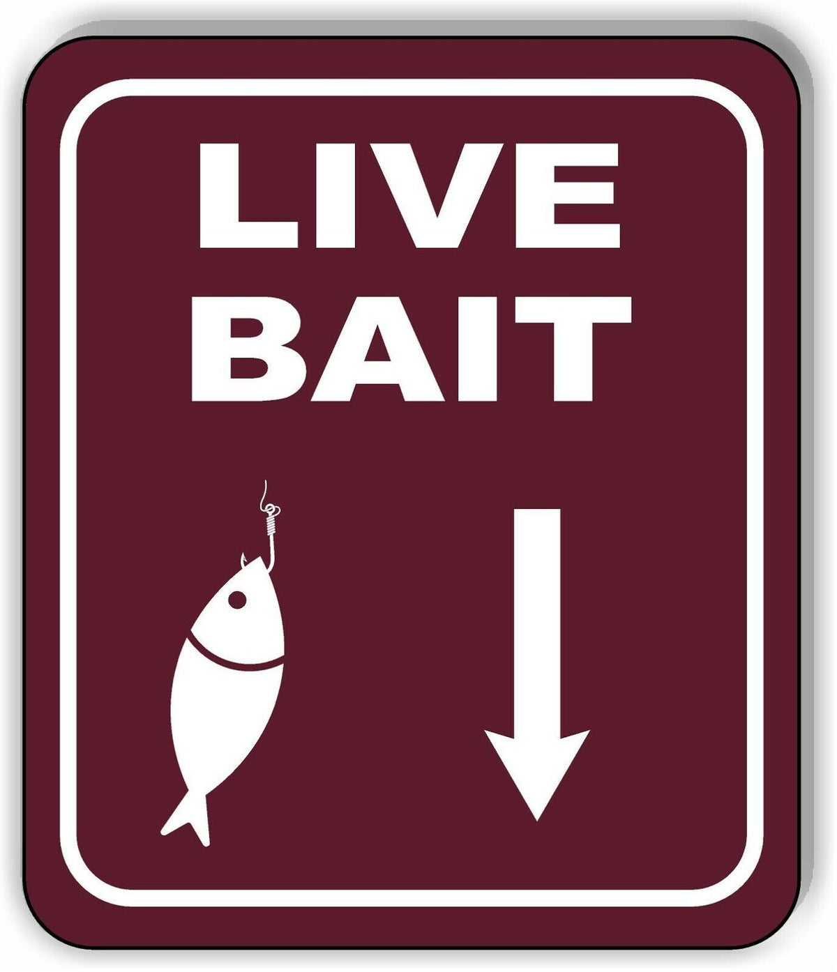 LIVE BAIT DIRECTIONAL DOWNWARD ARROW CAMPING Metal Aluminum composite sign