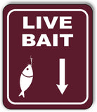LIVE BAIT DIRECTIONAL DOWNWARD ARROW CAMPING Metal Aluminum composite sign