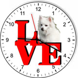 American Eskimo Love Park Cute Puppy Dog kitchen living room Wall Clock