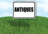 ANTIQUES BLACK BORDER Yard Sign Road with Stand LAWN SIGN