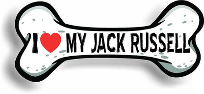 I Love My Jack Russell Car Magnet Bumper Sticker 3"x7"