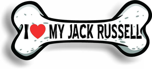 I Love My Jack Russell Car Magnet Bumper Sticker 3"x7"