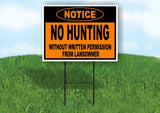 NOTICE NO HUNTING WITHOUT PERMISSION ORANGE Yard Sign with Stand LAWN SIGN