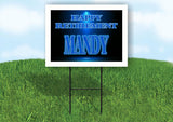 MANDY RETIREMENT BLUE 18 in x 24 in Yard Sign Road Sign with Stand