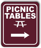 PICNIC TABLES DIRECTIONAL RIGHT ARROW CAMPING Aluminum composite sign