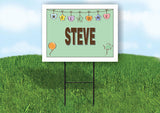 STEVE WELCOME BABY GREEN  18 in x 24 in Yard Sign Road Sign with Stand