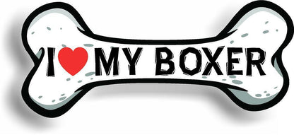 I Love My Boxer Bone Car Magnet Bumper Sticker 3"x7"
