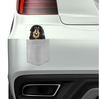 Tibetan Mastiff Dog in pocket Fridge Car Magnet Bumper Sticker App size 4"x7"