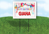 GIANA HAPPY BIRTHDAY BALLOONS 18 in x 24 in Yard Sign Road Sign with Stand