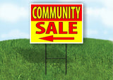Community SALE RED YELLOW left arrow Yard Sign Road w Stand LAWN Single sided