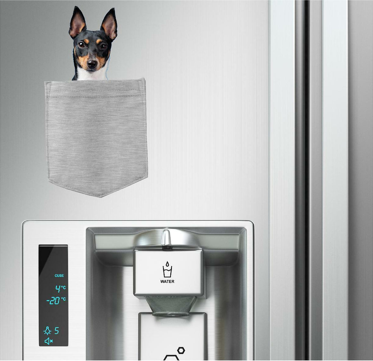 Toy Fox Terrier Dog in pocket Fridge Car Magnet Bumper Sticker App size 4"x7"