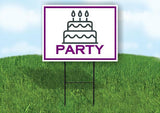PARTY CAKE PURPLE Yard Sign Road with Stand LAWN SIGN