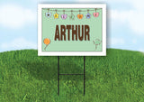 ARTHUR WELCOME BABY GREEN  18 in x 24 in Yard Sign Road Sign with Stand