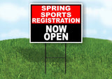 SPORTS REGISTRATION RED BLACK SPRING Yard Sign with Stand LAWN SIGN
