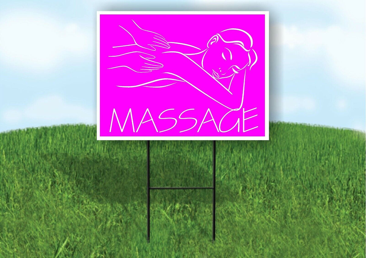 MASSAGE THERAPY HANDS PINK Plastic Yard Sign ROAD SIGN with Stand