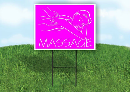 MASSAGE THERAPY HANDS PINK Plastic Yard Sign ROAD SIGN with Stand
