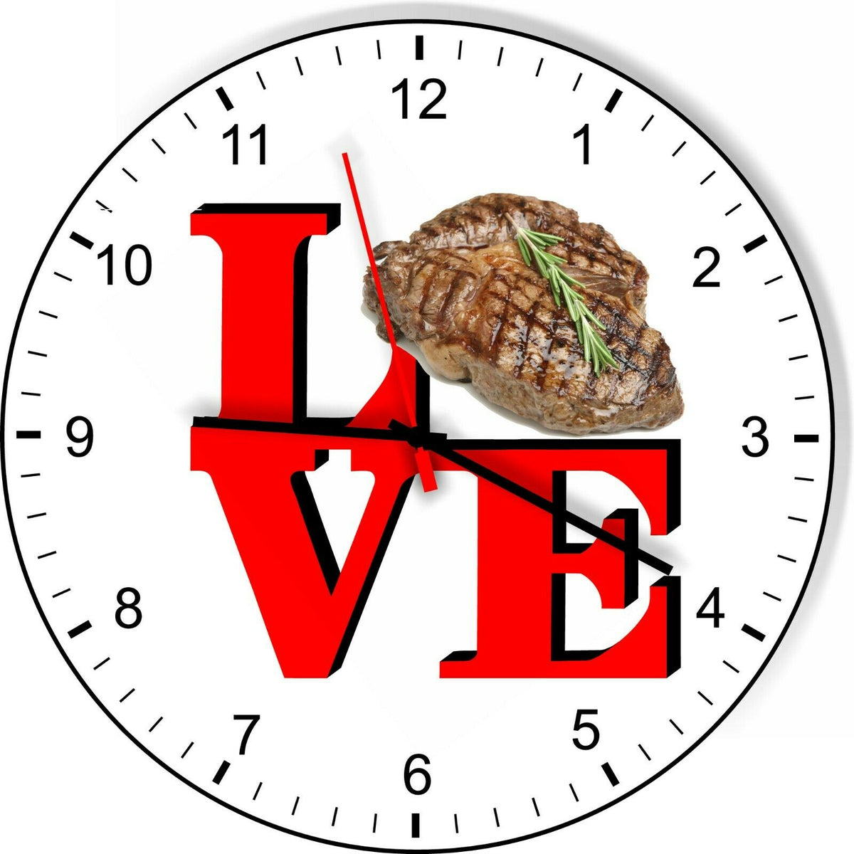 I Love Steak Love Park Funny Kitchen Living room Wall Clock