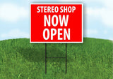 STEREO SHOP NOW OPEN RED Plastic Yard Sign ROAD SIGN with Stand