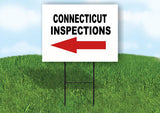 INSPECTIONS LEFT ARROW RED_ CONNECTICUT Yard Sign with Stand LAWN SIGN