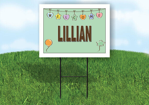 LILLIAN WELCOME BABY GREEN  18 in x 24 in Yard Sign Road Sign with Stand