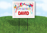 DAVID HAPPY BIRTHDAY BALLOONS 18 in x 24 in Yard Sign Road Sign with Stand