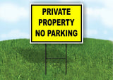 Private Property No Parking YELLOW BLACK Yard Sign Road with Stand LAWN SIGN