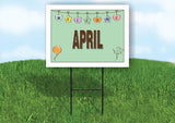 APRIL WELCOME BABY GREEN  18 in x 24 in Yard Sign Road Sign with Stand