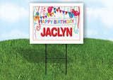 JACLYN HAPPY BIRTHDAY BALLOONS 18 in x 24 in Yard Sign Road Sign with Stand