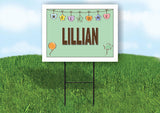 LILLIAN WELCOME BABY GREEN  18 in x 24 in Yard Sign Road Sign with Stand