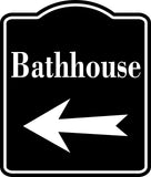 Bathhouse Left Arrow BLACK  Aluminum Composite Sign