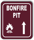 BONFIRE PIT DIRECTIONAL ARROW TRAIL 8 Variations Metal Aluminum composite sign