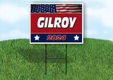 GILROY FLAG RED 2024 18inx24in Yard Road Sign w/ Stand