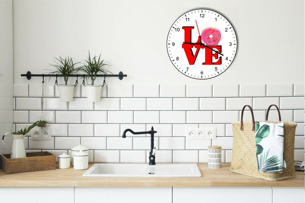 I Love Doughnuts Love Park Funny Kitchen Living room Wall Clock