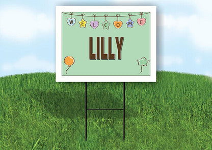 LILLY WELCOME BABY GREEN  18 in x 24 in Yard Sign Road Sign with Stand