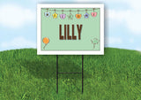 LILLY WELCOME BABY GREEN  18 in x 24 in Yard Sign Road Sign with Stand