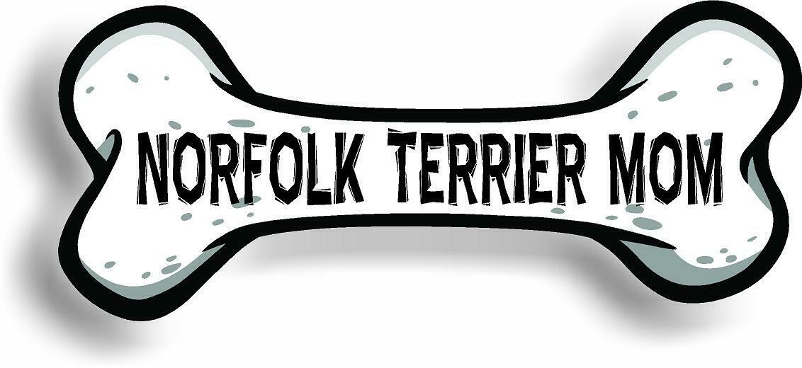 Dog Mom Norfolk Terrier Bone Car Magnet Bumper Sticker 3"x7"