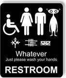 funny bathroom sign 8 1/2 X 10 RESTROOM SIGN Aluminum NEW An alien men women