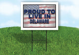DELAWARE PROUD TO LIVE IN 18 in x 24 in Yard Sign Road Sign with Stand