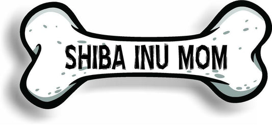 Dog Mom Shiba Inu Bone Car Magnet Bumper Sticker 3"x7"