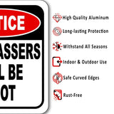 NOTICE Trespassers Will Be Shot METAL Aluminum composite outdoor sign
