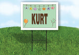 KURT WELCOME BABY GREEN  18 in x 24 in Yard Sign Road Sign with Stand