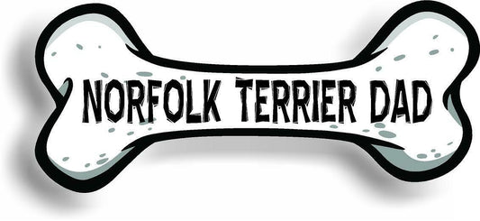 Dog Dad Norfolk Terrier Bone Car Magnet Bumper Sticker 3"x7"
