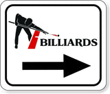 BILLIARDS POOL ROOM RIGHT ARROW Metal Aluminum composite sign