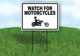 WATCH FOR MOTORCYCLES WITH BORDER Yard Sign with Stand LAWN SIGN