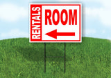 RENTALS ROOM BOLD LEFT arrow RED 18inx24in Yard Road Sign w/  Stand