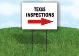 INSPECTIONS RIGHT ARROW RED_ TEXAS Yard Sign with Stand LAWN SIGN
