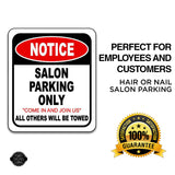 NOTICE SALON PARKING ONLY METAL Aluminum composite outdoor sign